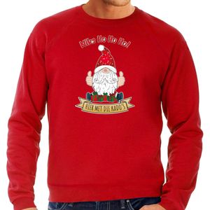 Bellatio Decorations foute kersttrui/sweater heren - Kado Gnoom - rood - Kerst kabouter
