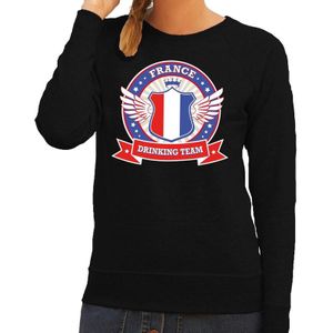 Zwart France drinking team sweater / sweater zwart dames -  Frankrijk kleding