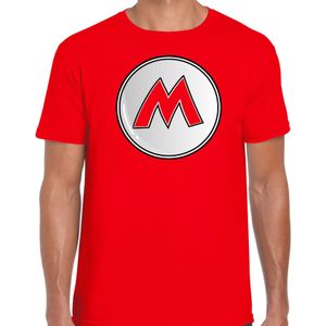 Bellatio Decorations game verkleed t-shirt heren - loodgieter Mario - rood - carnaval/themafeest