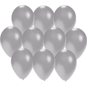 Bellatio Decorations ballonnen - 30 stuks - zilver - 27 cm - helium of lucht - verjaardag / versiering