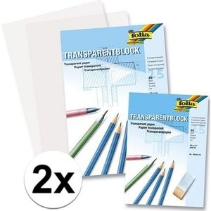 Overtrekpapier/tekenpapier - 2 blokken - 24 vellen - transparant - A4