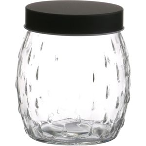 Urban Living Voorraadpot/bewaarpot Mora - 1.2L - glas - zwart - D13 x H15 cm