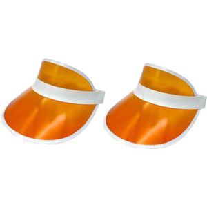 2x stuks oranje zonneklep/visor voor volwassenen - petjes - koningsdag Nederland supporters