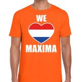 Oranje We love Maxima t-shirt met hart - Shirt voor heren - Koningsdag kleding
