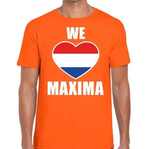 Oranje We love Maxima t-shirt met hart - Shirt voor heren - Koningsdag kleding