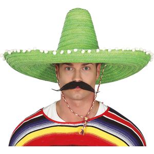 Guirca Mexicaanse Sombrero hoed voor heren - carnaval/verkleed accessoires - groen - dia 60 cm