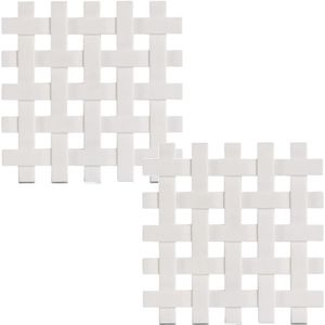 Set van 4x stuks witte pannenonderzetters gevlochten siliconen 17 x 17 cm - Keukenbenodigdheden - Kookbenodigdheden - Onderzetters