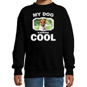 Jack russel honden trui / sweater my dog is serious cool zwart - kinderen - Jack russel terriers liefhebber cadeau sweaters - kinderkleding / kleding