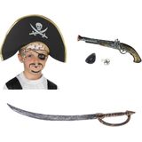 Funny Fashion Verkleed set Piraat - Piraten hoed/pistool/zwaard/ooglapje voor kinderen