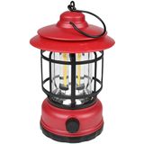 Benson Stormlantaarn - rood - oplaadbaar - dimbaar - 17 x 10 cm - retro campinglamp