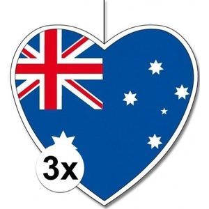 3x Hangdecoratie harten Australie 28 cm - Australische vlag WK landen versiering