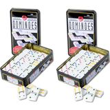 Domino spel dubbel 9/double 9 in blik en 110x gekleurde stenen - Dominostenen - Domino spellen - Familie spellen