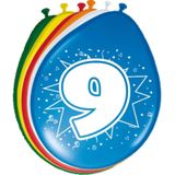 Ballonnen 9 jaar van 30 cm 16 stuks + gratis sticker