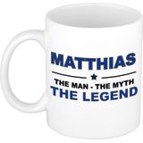 Naam cadeau Matthias - The man, The myth the legend koffie mok / beker 300 ml - naam/namen mokken - Cadeau voor o.a  verjaardag/ vaderdag/ pensioen/ geslaagd/ bedankt