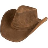 Carnaval verkleedset cowboyhoed Nebraska bruin - met rode hals zakdoek - voor volwassenen