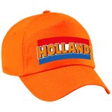 2x stuks Holland fan pet / cap - oranje - met Nederlandse vlag - kinderen - EK / WK / Koningsdag - supporter petje / kleding