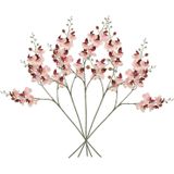 Mica Decorations Kunstbloem Orchidee tak - 5x - lichtroze - 75 cm - Kunst zijdebloemen