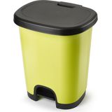 Kunststof afvalemmer/vuilnisemmer/pedaalemmer in het kiwi groen/zwart van 18 liter met deksel/pedaal 33 x 28 x 40 cm