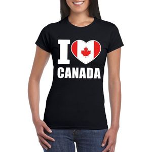 Zwart I love Canada supporter shirt dames - Canadees t-shirt dames