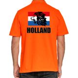 Grote maten oranje fan poloshirt voor heren - met leeuw en vlag - Holland / Nederland supporter - EK/ WK shirt / outfit