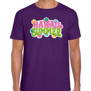Hawaii summer t-shirt paars voor heren - Zomer kleding