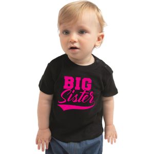 Big sister cadeau t-shirt zwart voor peuters / meisjes - Grote zus shirt - aankondiging zwangerschap