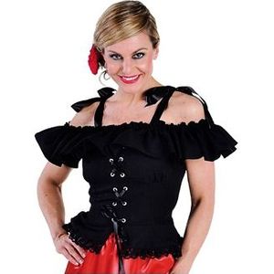 Tiroler blouse Carmen voor dames - zwart - Oktoberfest kleding