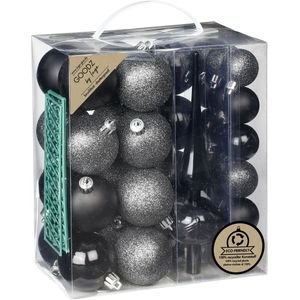 Inge Christmas kerstballen -39-dlg- zwart - kunststof - met piek