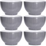 Excellent Houseware Soepkommen/serveer schaaltjes - 6x - Venice- keramiek - D14 x H8 cm - steengrijs