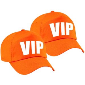 4x stuks VIP pet  / baseball cap oranje met witte bedrukking voor dames en heren - Holland / Koningsdag - Very Important Person cap