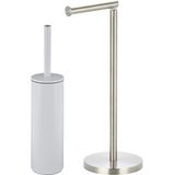 Spirella Badkamer accessoires set - WC-borstel/toiletrollen houder - metaal - ivoor wit/zilver - Luxe uitstraling