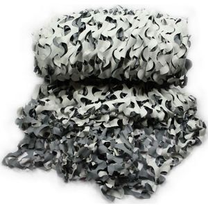 Voordeelset van 3x stuks camouflagenetten grijs/zwart/wit van 3 x 2,4 meter 100% waterafstotend en brandvertragend
