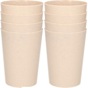 24x drinkbekers van afbreekbaar materiaal 500 ml in het eco-beige - Limonade bekers - Campingservies/picknickservies