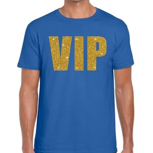 VIP glitter goud heren shirt blauw - Heren feest t-shirts