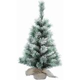 Volle besneeuwde kunst kerstboom 75 cm inclusief taupe pot - Kunstkerstbomen middelgroot