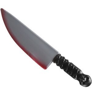 Groot killer mes - plastic - 41 cm - Halloween verkleed wapens - met vers bloed