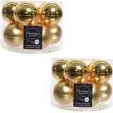 20x Gouden glazen kerstballen 6 cm - glans en mat - Glans/glanzende - Kerstboomversiering goud