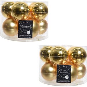 20x Gouden glazen kerstballen 6 cm - glans en mat - Glans/glanzende - Kerstboomversiering goud