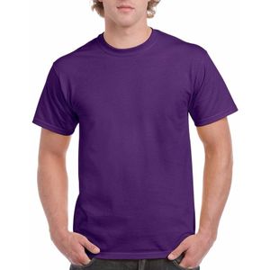 Set van 3x stuks paarse katoenen t-shirts voor heren 100% katoen - zware 200 grams kwaliteit - Basic shirts, maat: XL (42/54)