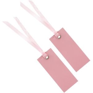 Santex cadeaulabels met lintje - set 24x stuks - roze - 3 x 7 cm - naam tags