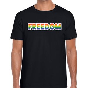 Freedom gaypride t-shirt - regenboog t-shirt zwart voor heren - Gay pride