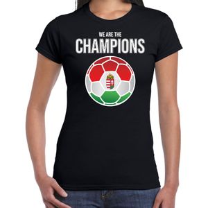 Hongarije EK/ WK supporter t-shirt - we are the champions met Hongaarse voetbal - zwart - dames - kleding / shirt