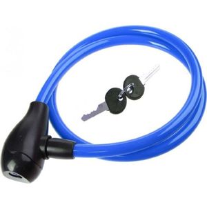 Fietsslot/kabelslot - blauw - kunststof coating - 100 cm - Slot voor de fiets