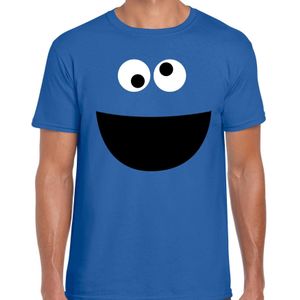 Blauwe cartoon knuffel monster verkleed t-shirt blauw voor heren - Carnaval fun shirt / kleding / kostuum