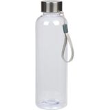 Transparante drinkflessen/waterflessen met RVS schroefdop en nylon polslus 550 ml - Sportfles