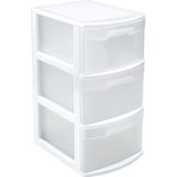 Set van 3x stuks ladeblokken/bureau organizers met 3 lades wit/transparant - 39 x 29 x 59 cm - Ladeblokken/organiserss kantoorartikelen/benodigdheden