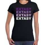 Extasy fun t-shirt zwart met paarse bedrukking voor dames - XTC - shirt/kleding