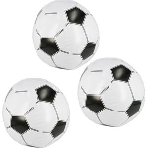 Set van 6x stuks opblaasbare voetbal print strandbal 30 cm - UItdeel/decoratie artikelen