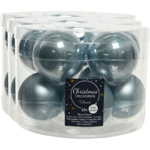 40x stuks kerstballen lichtblauw van glas 6 cm - mat/glans - Kerstboomversiering