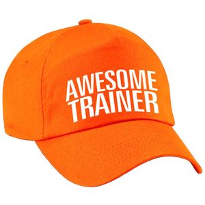 Bellatio Decorations cadeau pet/cap voor volwassenen - Awesome Trainer - oranje - geweldige trainer